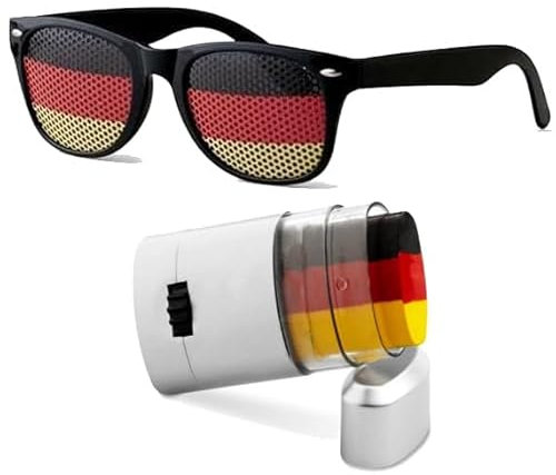 Sonnenbrille + Schminkstift | Deutschland Fanartikel | EM 2024 Fanartikel | Fan Sonnenbrille | Fußball Fanartikel | Fußball Sonnenbrille EM Deutschland | Sonnenbrille Fußball Europameisterschaft