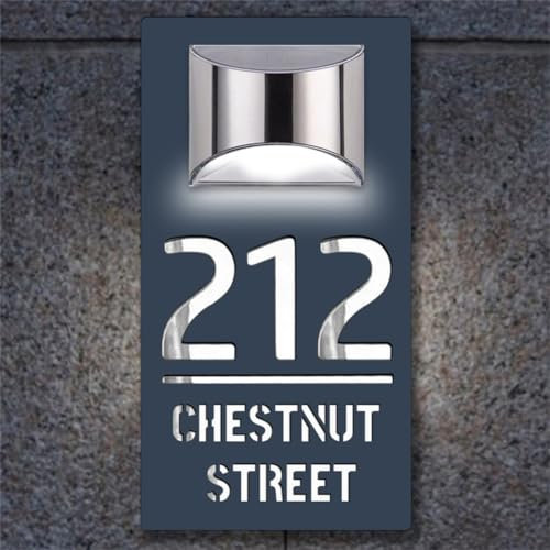 Targhette con numeri civici personalizzati, con luce solare, in acrilico, con numeri e indirizzi per esterni illuminati (rettangolare)