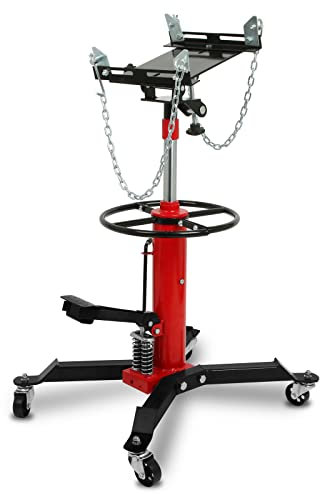 EBERTH Getriebeheber mit 500kg Tragkraft, Hydraulikzylinder, Arbeitshöhe verstellbar zwischen 88-180 cm, Fußpedal zum Pumpen, verstellbare Aufnahmeplatte, 4 Lenkrollen, einfache Bedienung, hydraulisch