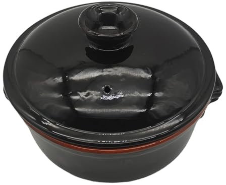 Casseruola in Ceramica con Coperchio, Nero e Terracotta, 29 cm x 10 cm