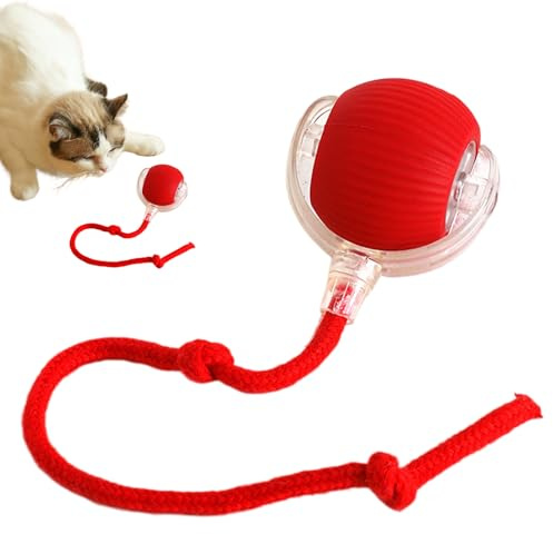 Genérico Juguete Interactivo - Pelota Eléctrica para Gatos con Cuerda | Pelota Interactiva para Gatos | Multifuncional Inteligente Juguete Interactiva Esfera Rodante para Todos Los Suelos Y Alfombras
