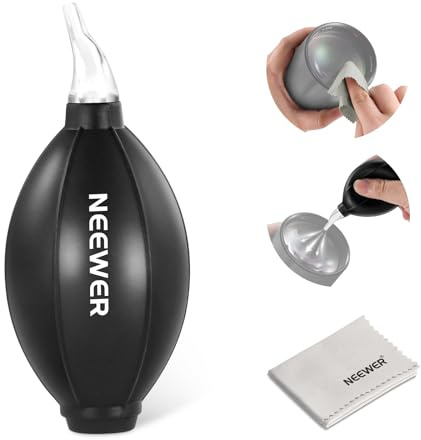 NEEWER 2-i-1 kamerarengöringssats för elektronik, smartphones, surfplattor, 1 x kamera luftfläkt 1 x mjuk rengöringsduk, HM-50