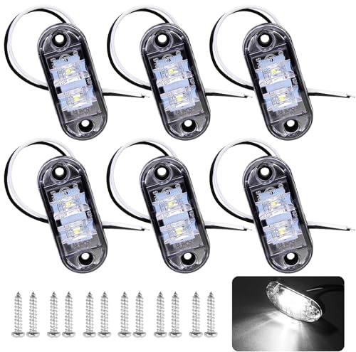 AOUZOVLI Luci Di Posizione A LED, 6 Pezzi, Luci Di Posizione 12V/24V, Laterali Per Rimorchi, Bianche, Per Camper, Roulotte, Anteriori E Posteriori, LED Universali
