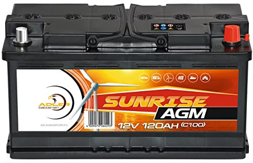 Solarbatterie AGM 12V 120Ah SUNRISE Wohnmobil Versorgungsbatterie Bootsbatterie