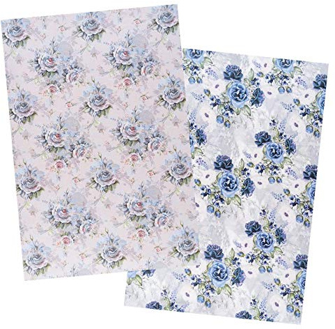 Idéer med hjärta 2 ark rispapper | ädelt decoupage-papper | DIN A4 | 2 olika mönster | vintage, jul och mycket mer. (Blommor 27)