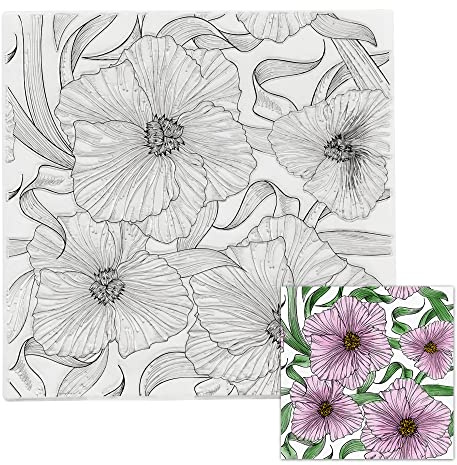 Hying Spring Flowers Background Clear Stamps for Card Making and Photo Album Decorations, Flower Leaves Rubber Stamps Floral Leaf Stamp Seal for DIY Scrapbooking Supplies