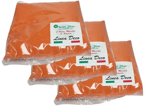 Sabbia colorata, sabbia per decorazione vasi 0,5 mm sacchetto da 3 kg (25 colori disponibili) (arancio)