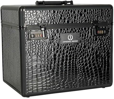 Imperial Riding Shiny Caja de Limpieza con Cerradura de combinación, Compartimentos Ajustables, Caja de Almacenamiento para Herramientas de Limpieza, con Espejo en la Tapa, Caja de Limpieza de Alta