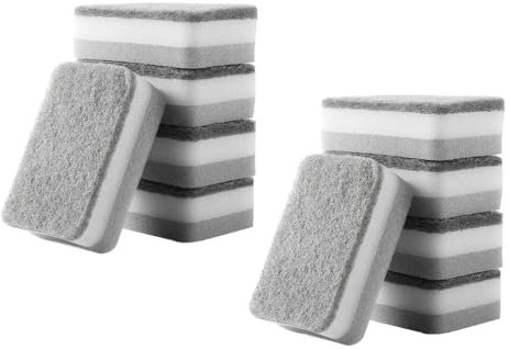 Lot de 10 éponges à récurer très résistantes pour vaisselle, poêles, casseroles, salle de bain, cuisine