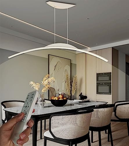 Lampade a sospensione a LED dimmerabili per sala da pranzo e ufficio Lampadario regolabile in altezza per soggiorno e camera da letto Lampada da soffitto moderna ad arco con finitura bianca 32 W 80 cm