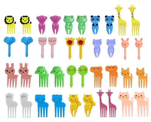 40 forchette da frutta per bambini, in plastica, riutilizzabili per feste e dessert