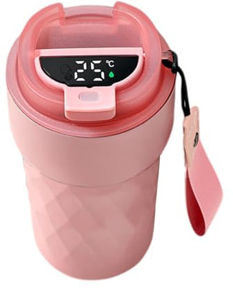 Taza de café de viaje – Taza de café digital inteligente | Taza térmica de acero inoxidable a prueba de fugas, vaso caliente y frío para dormitorio, camping y viaje, reutilizable, para vino, té