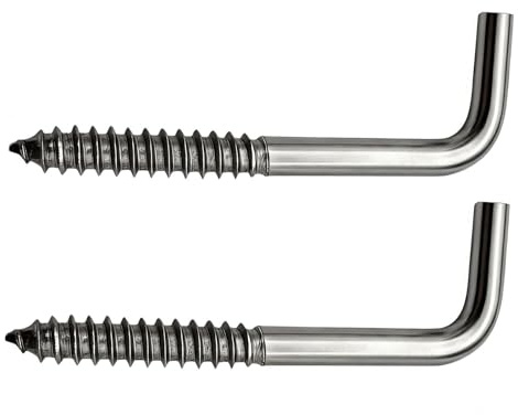 IDEALSV 304 Stainless Steel Screw in Hooks 2 Inch 7 Shape Screw Hooks 30 Pcs L Shape Hook Picture Frame Hooks M3.8