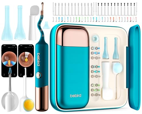 Bebird Pro Earsight Ultra, dispositivo per la rimozione del cerume con Wi-Fi 5G e otoscopio HD 1080P, pulitore auricolare flessibile con telecamera e 30 punte di ricambio, contagocce per la rimozione