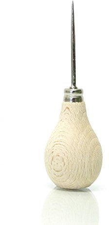 MG Punteruolo con manico a palla e lesina tonda dritta, utile per creari fori, in legno e acciaio