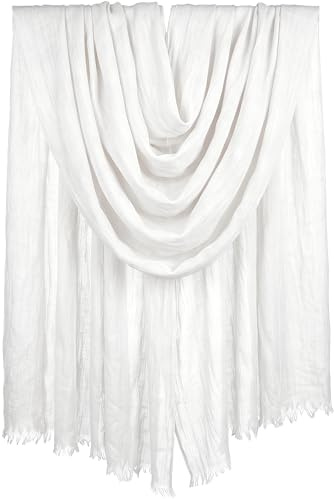 Iristide Womens Long Scarf in Solid Color, Light Weight Large Shawls Wrap for Beach Outdoor Camping Traveling Sunscreen Neckwear 75×43 inch (White)