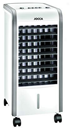 Jocca - Climatizador Portátil Frío (80w) y Calor (2000w) | Climatizador y Humidificador por Agua y Hielo con Ruedas | 3 Velocidades| Verano e Invierno| Depósito Agua 3L | Con 2 Bloques de Hielo