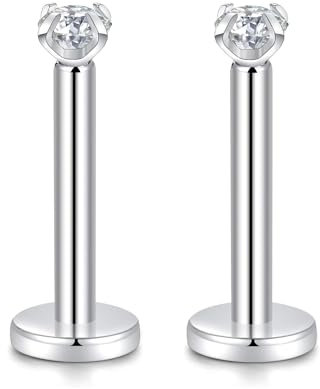 hengkaixuan 16G 2mm Zirkonia G23 Titan Labret Monroe Lippenstifte mit Innengewinde Helix Knorpel Tragus Ohrring Piercing