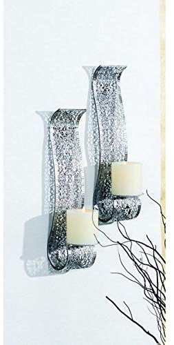 Gravidus 2er Set Wandkerzenhalter für Stumpenkerzen, Metall in Schwarz und Silber Stumpenkerzenhalter Schattenspiel