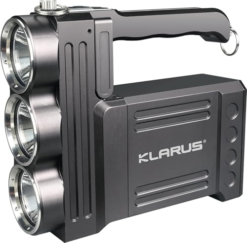 klarus RS80GT - Torcia LED ricaricabile da 10000 lumen, torcia a LED ultra luminosa, con funzione USB di alimentazione e lampada da tavolo per campeggio, pesca, avventure, escursionismo