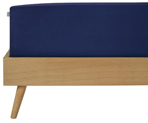 Schiesser Premium Spannbettlaken Flexi | 95|5 Wohlfühlformel | aus nachhaltiger Produktion | für Matratzen 180x200cm bis 200x220cm | Matratzenhöhe bis 30cm | Dunkelblau