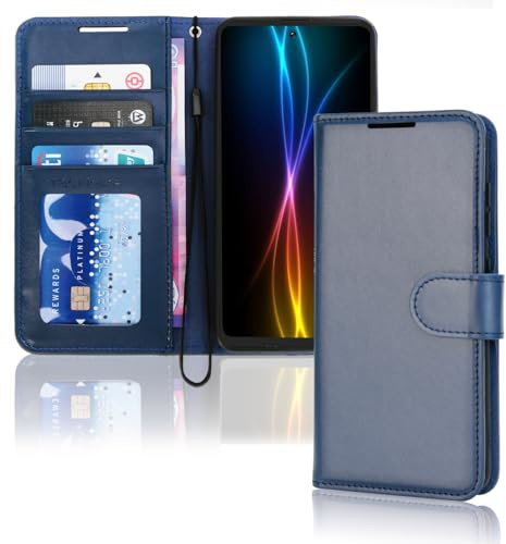 TECHGEAR Galaxy S21 läder plånboksfodral, skyddsfodral med korthållare, hållare och rem - blått PU-läder med magnetisk stängning designad för Samsung S21/5G