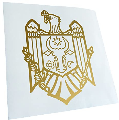 Kiwistar - Autocollant - blason Moldavie - 30x24cm - or - G30 - Pour voitures, vélos, véhicules, motos, cyclomoteurs, tuning, vitres arrière