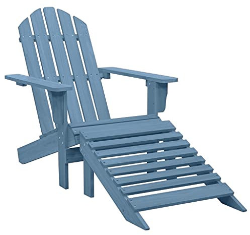 vidaXL Tannenholz Massiv Adirondack Gartenstuhl mit Fußstütze Liegestuhl Deckchair Gartenliege Gartensessel Stuhl Sessel Sonnenliege Liege Blau