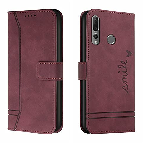 QIWEIQING Coque Compatible avec Huawei P Smart Z/Honor 9X - Étui Magnétique en Cuir pour Téléphone - Rouge Vin HX