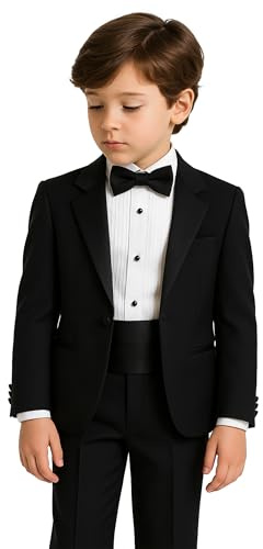 Baby Boys Tuxedo Suit 5 Piece, Black, Baptism Set Age 6-9 Months
