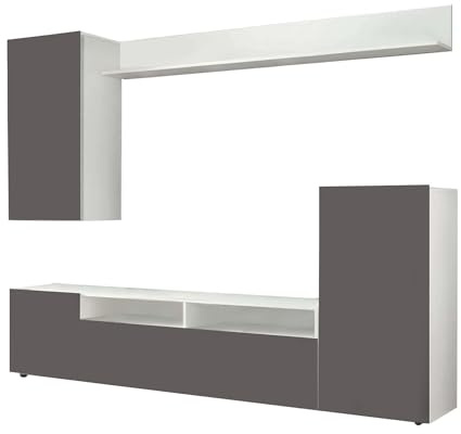 milani home - parete attrezzata porta tv soggiorno moderna di design 207x34x170 h