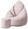 DreamRoots Sitzsack Kinder 70x70x105cm - Sitzsack mit Lehne und Hocker und Bezug - Sitzkissen Boden - Chill Sack Bubibag mit Füllung S-Geo1