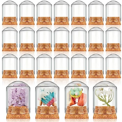 Barydat 50 Pcs Mini Cloche Glass Dome with Cork, Cloche Bell Jar Mini Glass Bottles with Base, Decorative Jars Display Case for Specimen Flower Storage Crafts Arts Party Favor Decor (15 ml)