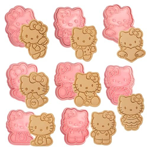 8 Stück Mini Cartoon Ausstechformen Ausstechformen Cartoon Ausstechformen Niedliche Katzenform Ausstechformen Kunststoff Keksausstecher Keksstempel Form für DIY Cookie Backzubehör