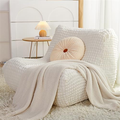 Mateju Copridivano Senza Braccioli Elasticizzato Jacquard Pigro Copridivano Antimacchia Fodera per Divano Letto Antiscivolo Copri Divano Sofa Protettore per Soggiorno - 17 Colori (Bianco,1 Posto)