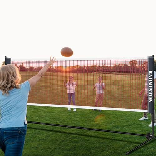 Ikodm Badminton Netz Outdoor, Volleyballnetz 410 cm mit Tragetasche, Verstellbares Volleyball Netz für Zuhause, Federball Netz Outdoor für Badminton, Volleybal oder Tennis