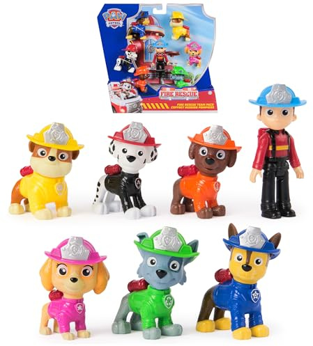 Paw Patrol Fire Rescue Team Pack with 7 Collectible Action Figures, Including Ryder and 6 Pups, Kids Toys for Boys and Girls Ages 3 and Up