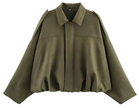 ABEHIK Women Autumn Bomber Jacket, Work Sports Jackt Streetwear Outerwear | Suede-resistant design, Oversized style, Long Sleeve Casual Winter Coat