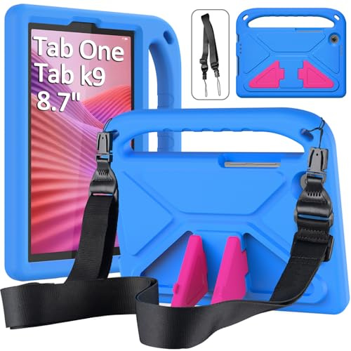 RollinCase Barnfodral till Lenovo Tab One/Tab K9 8,7 tum 2025, blå | TB305XU/TB305FU, Eva, lätt, stötsäker hölje med handtag och rem
