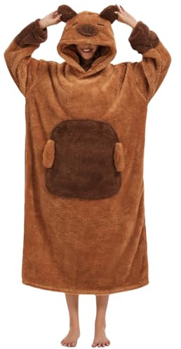 Felpa Plaid con Cappuccio Animale Coperta Portatile Unisex Wearable Blanket Hoodie Donna Oversize Plaids Manica Uomo, Stile-5, Taglia unica