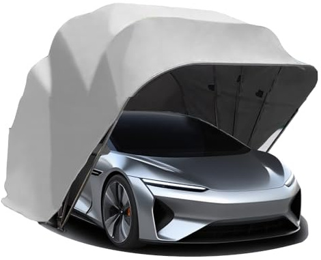 Carport Abri Voiture, Garage Pliant Mobile Semi - Automatique, Folding Mobile Voiture Exterieur, Verrouillable, Durable, Tente De Auvent D'auto (Gris 5.5 x 2.5 x 2.3 m)