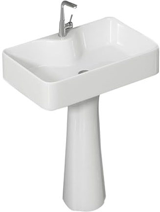Fregadero de pedestal Lavabo de baño con grifo y desagüe pedestal pie(Pequeño)