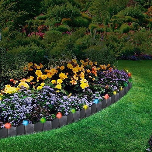 Parkland 24 Pack Solar Powered Multi LED Light Up Hammer In Garden Lawn Edging Interlocking Plant Border Landscape Decorative Flower Bed Patio Driveway Walkways