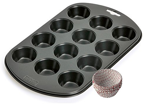 Original Kaiser Inspiration Muffinform-Set 2-teilig, Muffinblech mit Xmas Papierbackförmchen für 12 Muffins, 38 x 27 cm, Cupcake Form antihaftbeschichtet
