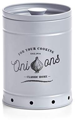 Zeller 19346 Vorratsdose Zwiebel, Metall, Grau, ca. Ø 13,7 x 18,4 cm, Aufbewahrung für Zwiebeln