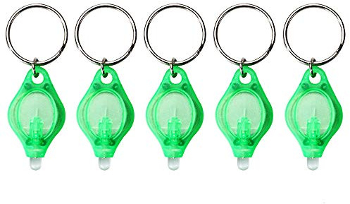 XUPHINX Mini linterna con llavero, 5pcs luz LED portátil, llavero super brillante Antorcha del bolsillo de la lámpara, Lámpara colgante del llavero para áreas oscuras Camping/Caza/Senderismo, Verde