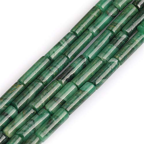 SHGbeads Underbar naturgrön Kanada jade ädelsten kolumn tub 4x13 mm lösa pärlor för smyckestillverkning ca 38 cm 30 st 1 tråd
