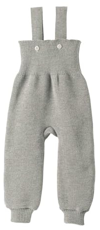 Disana 100% Merino Wool Knitted Baby Trousers Pants Warm Braces overpants (Grey, 86-92)