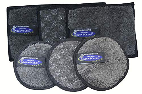 Aqua Clean Black Edition - Cuscinetti per pulizia e risciacquo, 6 pz