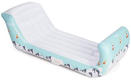 FUNBOY 61 Inflatable Alpine Mountain Sleigh, 2 Person Capacity, with Grooved Rubber Base Tracks, 2 Handles, and Hand Pull Rope